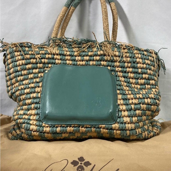Patricia Nash Villora Teal and Beige Woven Tote - Picture 8 of 8